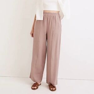 Madewell M Breezewoven Pull-On High-Rise 0922 Straight Pants Mauve Shadow linen